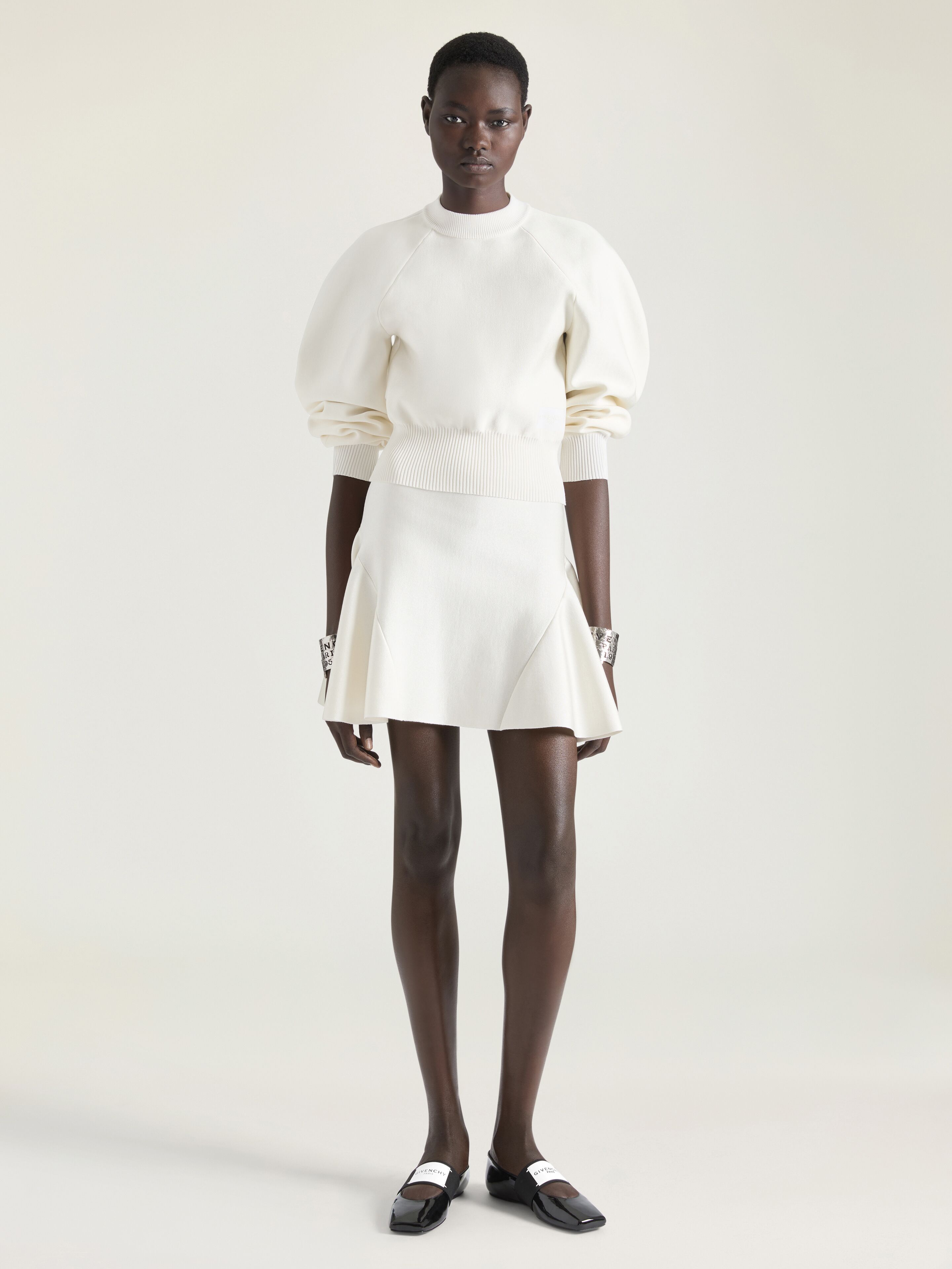 Flared mini skirt in wool viscose